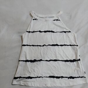 Stylish Black and White Striped Women's Halter Tank Top